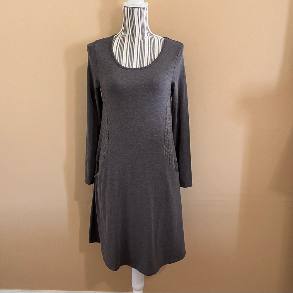 Occasionally Made Women’s Gray Long Sleeve Lagenlook Modest Dress Pockets S